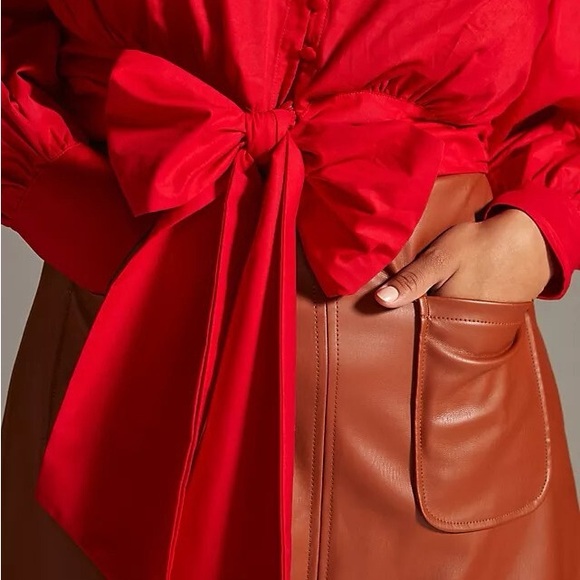 NWOT Maeve Poplin Bow Blouse - Anthropologie - Picture 2 of 10